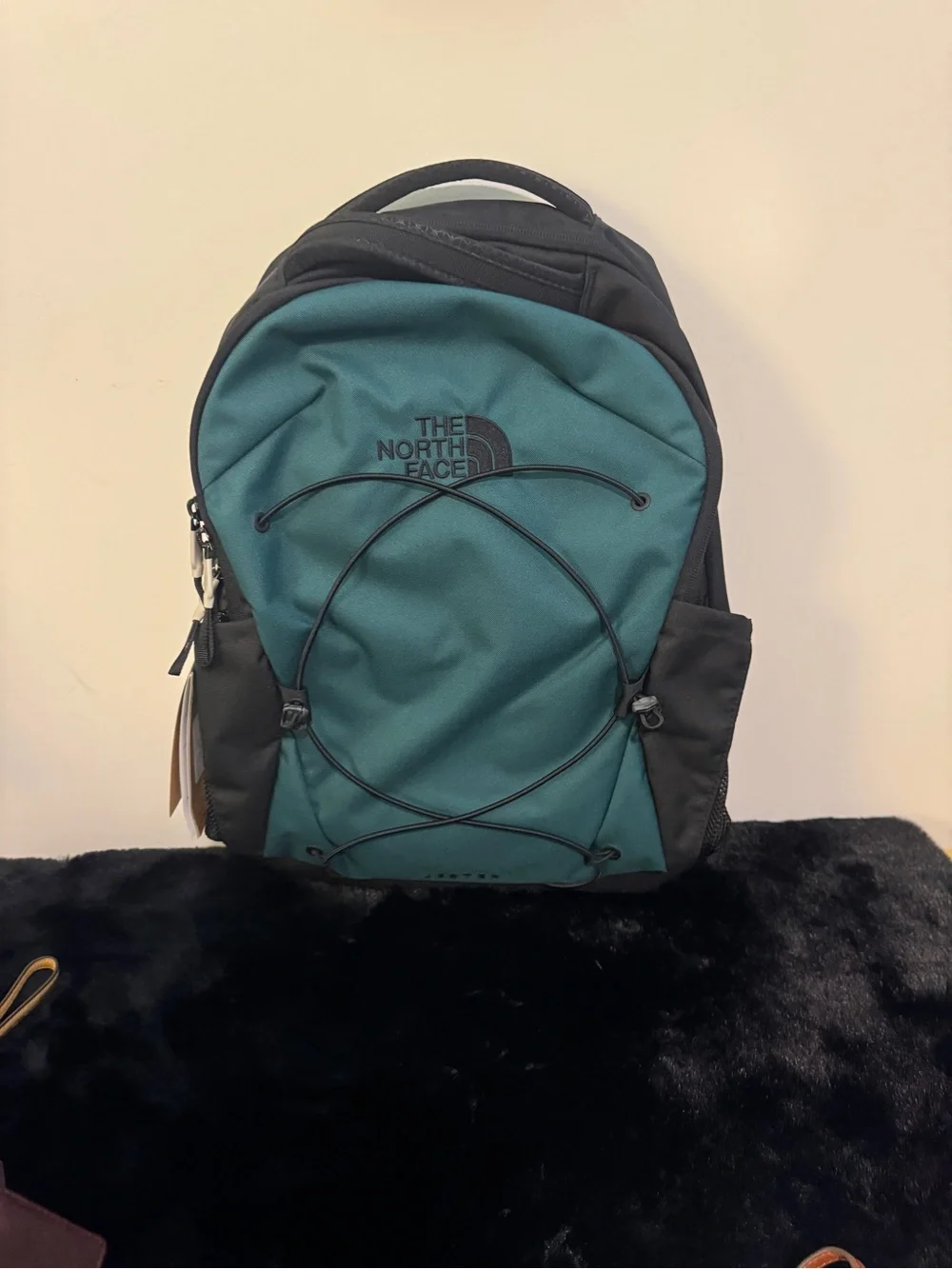 The North Face Teal and Black Daypack Backpack with Bungee Cord